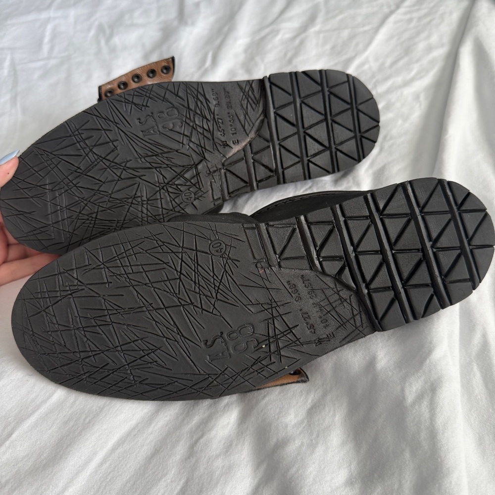 A.S. 98 Thaine Loafers Size 40 US 9-9.5 Black Leather Buckle Statement - Picture 3 of 8